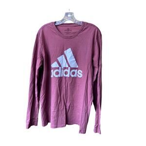 Adidas Dark Maroon Burgundy Long Sleeve Logo Crewneck Size Large